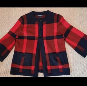 Red big plaid cardigan Sweater S